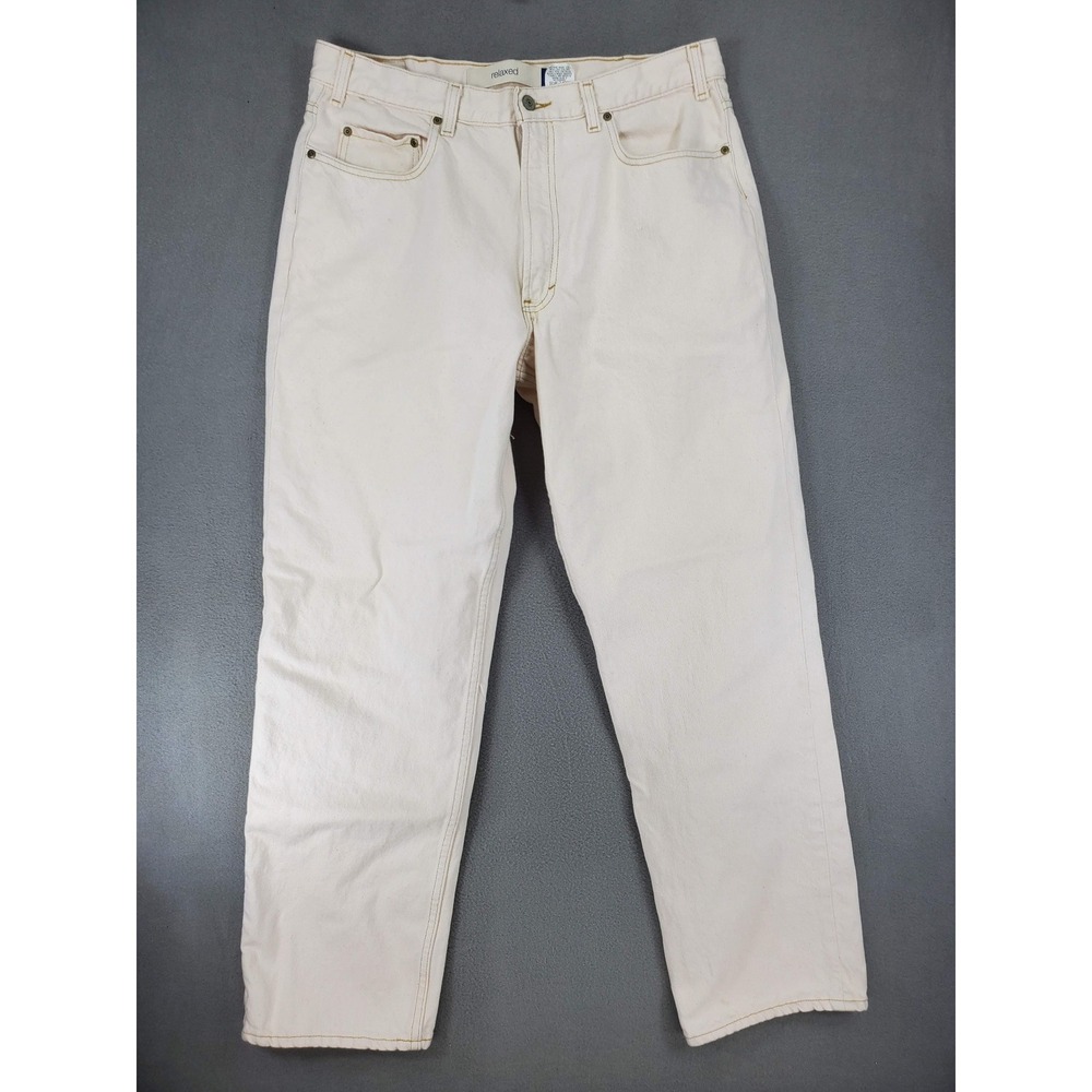 Gap Relaxed Fit Jeans Men 36x32 Vintage 2000 Denim Cotton Cream Baggy Skater Y2K